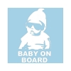 Αυτοκόλλητο "Baby On Board" Λευκό 18x11cm 1Τμχ