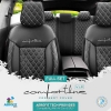 Καλύμματα Αυτοκινήτου Otom Comfortline VIP Design Universal Δερματίνη Καπιτονέ Σετ Εμπρός / Πίσω Μαύρο Με Άσπρο Κέντημα CMV-222 11 Τεμάχια