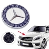 Σήμα Καπό Μπροστινό Κουμπωτό Mercedes-Benz Ασημί-Μπλε Στρόγγυλο Φ5.5cm