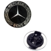 Σήμα Καπό Μπροστινό Κουμπωτό Mercedes-Benz Μαύρο-Ασημί Στρόγγυλο Φ5.5cm
